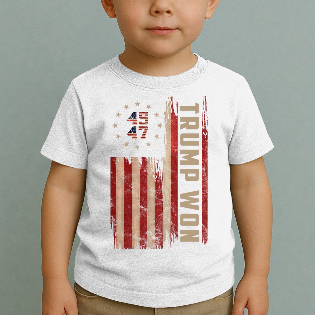 Trump Won 2024 45 47th President Usa Flag Toddler T-Shirt