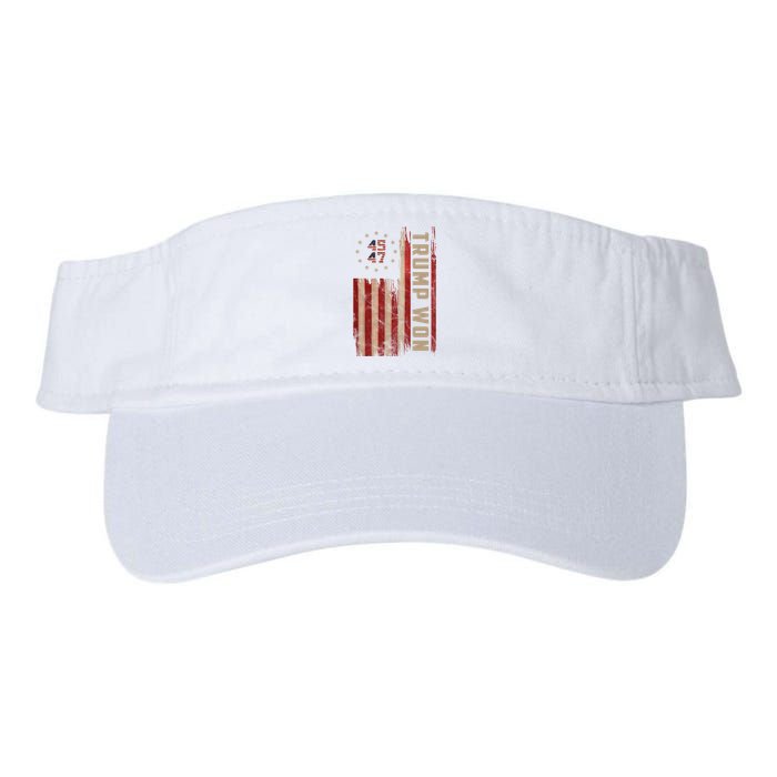 Trump Won 2024 45 47th President Usa Flag Valucap Bio-Washed Visor