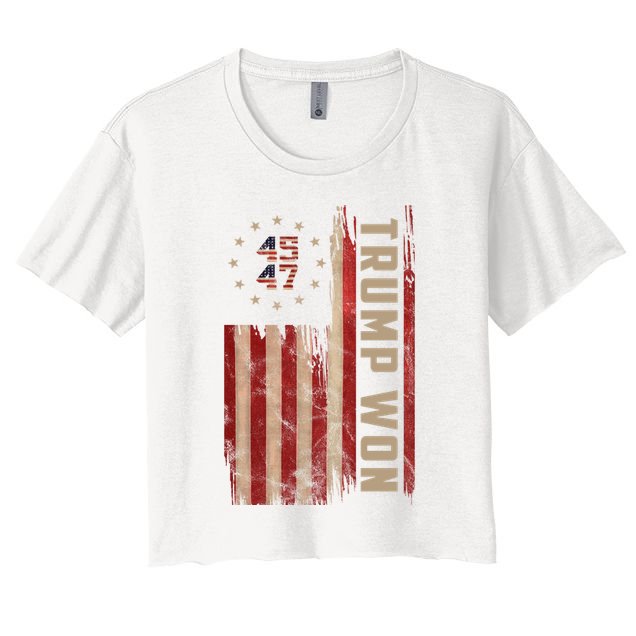 Trump Won 2024 45 47th President Usa Flag Crop Top
