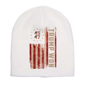 Trump Won 2024 45 47th President Usa Flag Short Acrylic Beanie