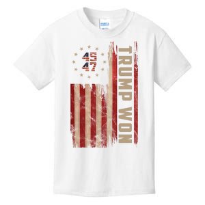 Trump Won 2024 45 47th President Usa Flag Kids T-Shirt