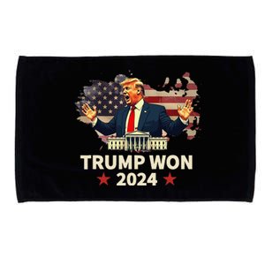 Trump Won 2024 President 47th Election Us Flag Microfiber Hand Towel