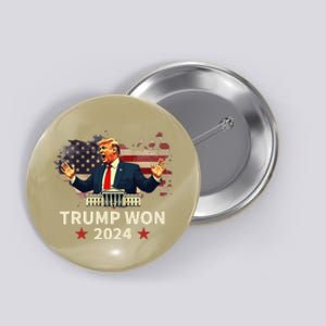 Trump Won 2024 President 47th Election Us Flag Button