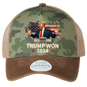 Trump Won 2024 President 47th Election Us Flag Legacy Tie Dye Trucker Hat