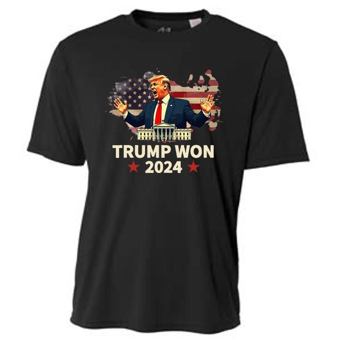 Trump Won 2024 President 47th Election Us Flag Cooling Performance Crew T-Shirt