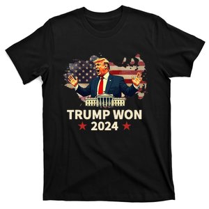 Trump Won 2024 President 47th Election Us Flag T-Shirt