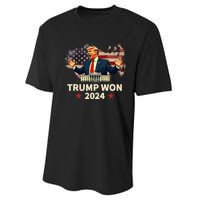 Trump Won 2024 President 47th Election Us Flag Performance Sprint T-Shirt