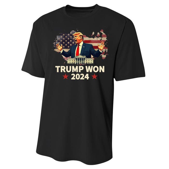 Trump Won 2024 President 47th Election Us Flag Performance Sprint T-Shirt