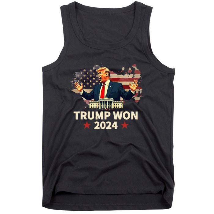 Trump Won 2024 President 47th Election Us Flag Tank Top