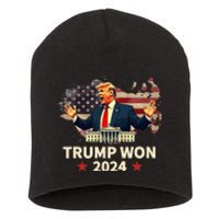 Trump Won 2024 President 47th Election Us Flag Short Acrylic Beanie