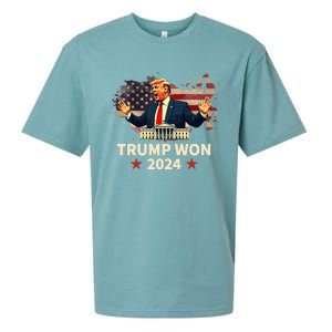 Trump Won 2024 President 47th Election Us Flag Sueded Cloud Jersey T-Shirt