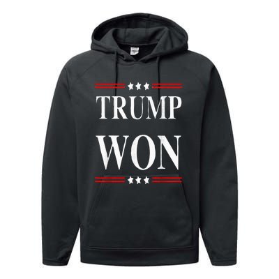 Trump Won 2024 Election Performance Fleece Hoodie