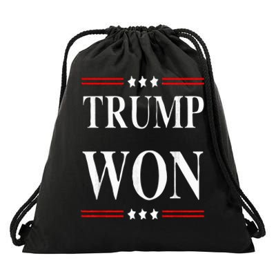 Trump Won 2024 Election Drawstring Bag