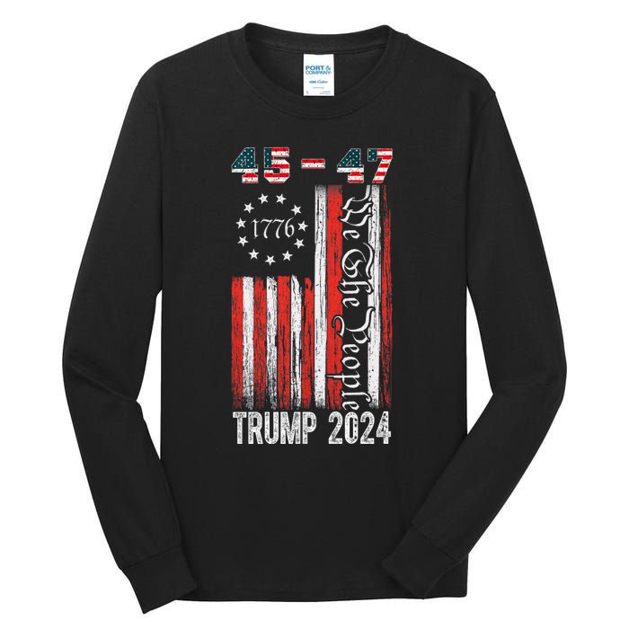 Trump Won 2024 Get Over It 47th Us President 45 47 Tall Long Sleeve T-Shirt