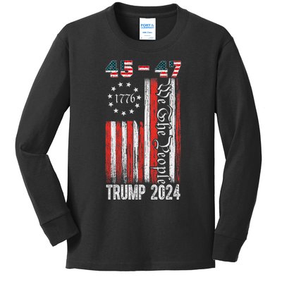 Trump Won 2024 Get Over It 47th Us President 45 47 Kids Long Sleeve Shirt