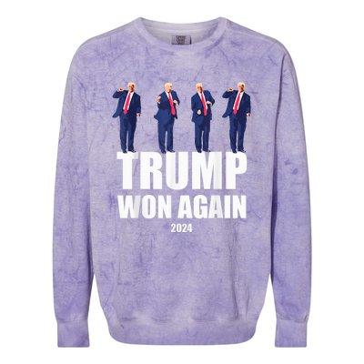 Trump Wins 2024 Presidential Election 2024 Donald Trump Wins Us Presidency Colorblast Crewneck Sweatshirt