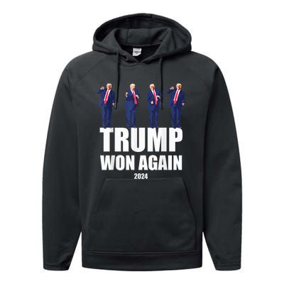 Trump Wins 2024 Presidential Election 2024 Donald Trump Wins Us Presidency Performance Fleece Hoodie