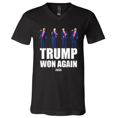 Trump Wins 2024 Presidential Election 2024 Donald Trump Wins Us Presidency V-Neck T-Shirt