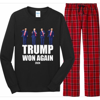 Trump Wins 2024 Presidential Election 2024 Donald Trump Wins Us Presidency Long Sleeve Pajama Set