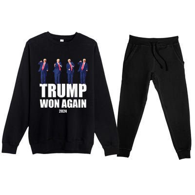 Trump Wins 2024 Presidential Election 2024 Donald Trump Wins Us Presidency Premium Crewneck Sweatsuit Set