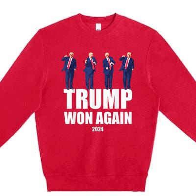 Trump Wins 2024 Presidential Election 2024 Donald Trump Wins Us Presidency Premium Crewneck Sweatshirt