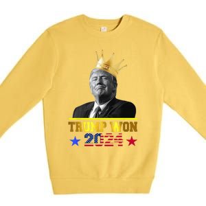 Trump Wins 2024 Presidential Election 2024 Donald Trump Wins Us Presidency Premium Crewneck Sweatshirt