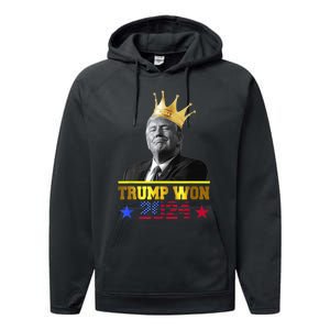 Trump Wins 2024 Presidential Election 2024 Donald Trump Wins Us Presidency Performance Fleece Hoodie