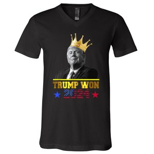 Trump Wins 2024 Presidential Election 2024 Donald Trump Wins Us Presidency V-Neck T-Shirt