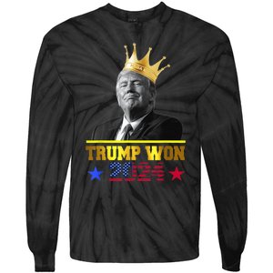 Trump Wins 2024 Presidential Election 2024 Donald Trump Wins Us Presidency Tie-Dye Long Sleeve Shirt