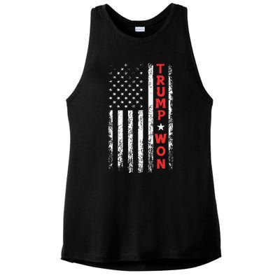 Trump Won 2024 Election Usa Flag Ladies PosiCharge Tri-Blend Wicking Tank