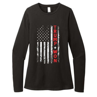 Trump Won 2024 Election Usa Flag Womens CVC Long Sleeve Shirt