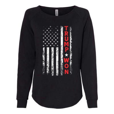 Trump Won 2024 Election Usa Flag Womens California Wash Sweatshirt