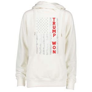 Trump Won 2024 Election Usa Flag Womens Funnel Neck Pullover Hood