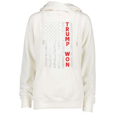 Trump Won 2024 Election Usa Flag Womens Funnel Neck Pullover Hood