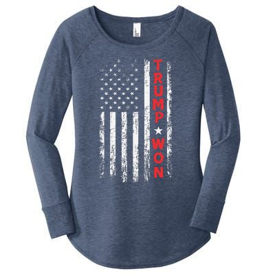 Trump Won 2024 Election Usa Flag Women's Perfect Tri Tunic Long Sleeve Shirt