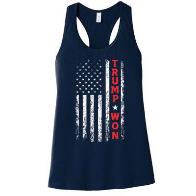 Trump Won 2024 Election Usa Flag Women's Racerback Tank