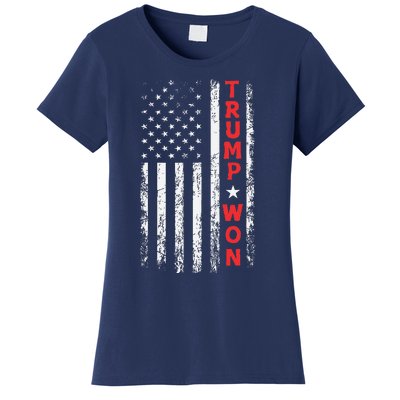 Trump Won 2024 Election Usa Flag Women's T-Shirt