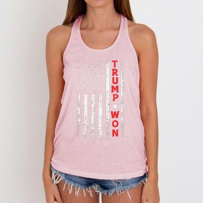 Trump Won 2024 Election Usa Flag Women's Knotted Racerback Tank