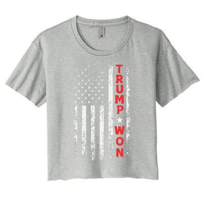 Trump Won 2024 Election Usa Flag Women's Crop Top Tee