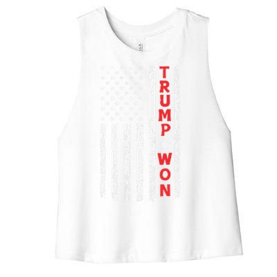 Trump Won 2024 Election Usa Flag Women's Racerback Cropped Tank