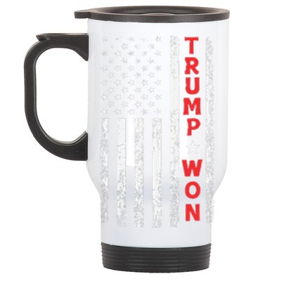 Trump Won 2024 Election Usa Flag Stainless Steel Travel Mug