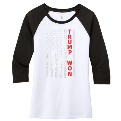 Trump Won 2024 Election Usa Flag Women's Tri-Blend 3/4-Sleeve Raglan Shirt