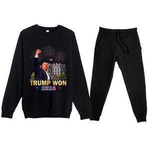 Trump Wins 2024 Presidential Election 2024 Donald Trump Wins Us Presidency Premium Crewneck Sweatsuit Set