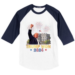 Trump Wins 2024 Presidential Election 2024 Donald Trump Wins Us Presidency Baseball Sleeve Shirt