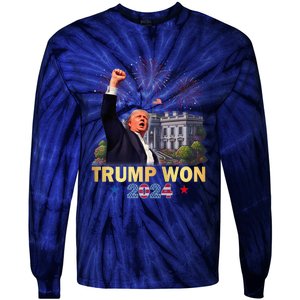 Trump Wins 2024 Presidential Election 2024 Donald Trump Wins Us Presidency Tie-Dye Long Sleeve Shirt