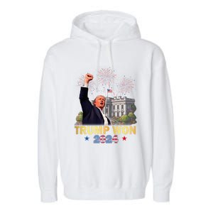 Trump Wins 2024 Presidential Election 2024 Donald Trump Wins Us Presidency Garment-Dyed Fleece Hoodie