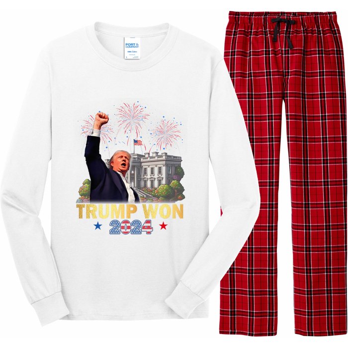 Trump Wins 2024 Presidential Election 2024 Donald Trump Wins Us Presidency Long Sleeve Pajama Set