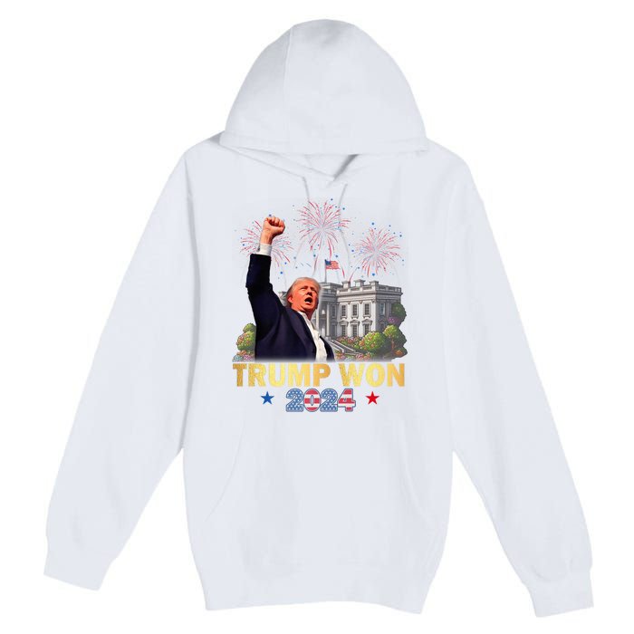 Trump Wins 2024 Presidential Election 2024 Donald Trump Wins Us Presidency Premium Pullover Hoodie