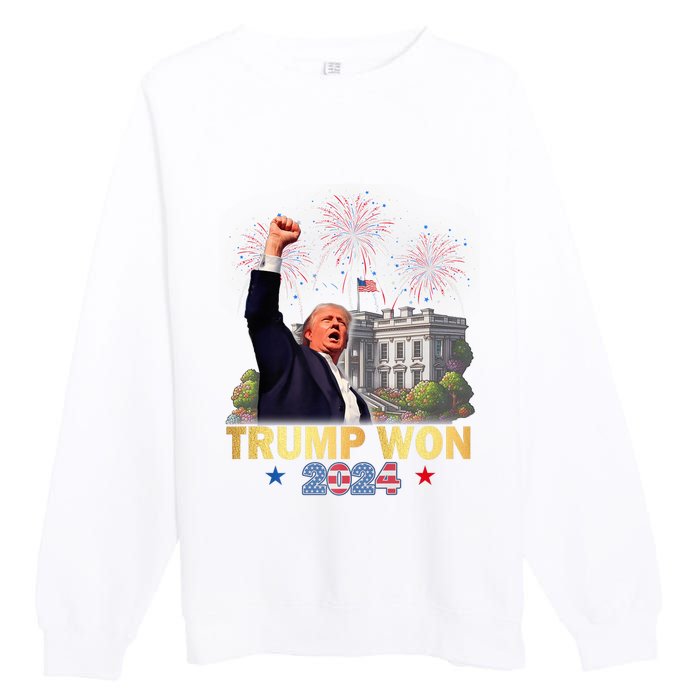 Trump Wins 2024 Presidential Election 2024 Donald Trump Wins Us Presidency Premium Crewneck Sweatshirt