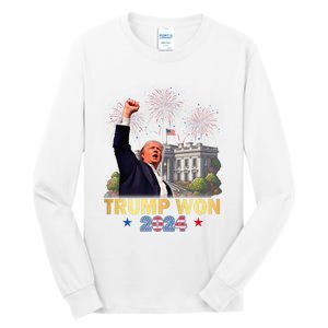 Trump Wins 2024 Presidential Election 2024 Donald Trump Wins Us Presidency Tall Long Sleeve T-Shirt